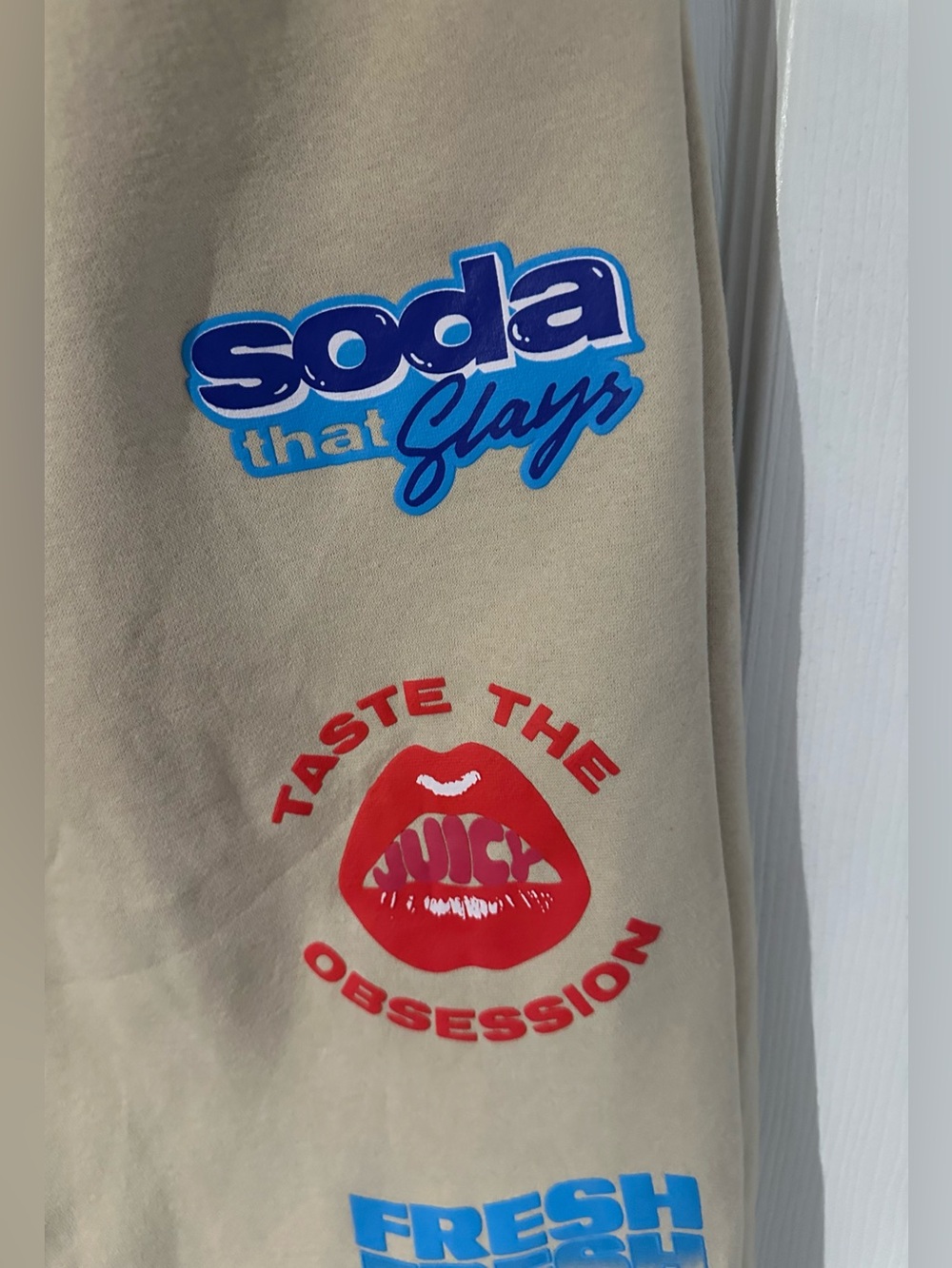 Beige Graphic Logo Sweatpants for Women - Picture 3 of 7